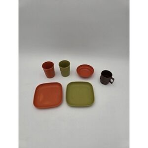 Tupperware Toys Mini Children's Play Dishes Cups Plates Bowl Vtg 6 pieces